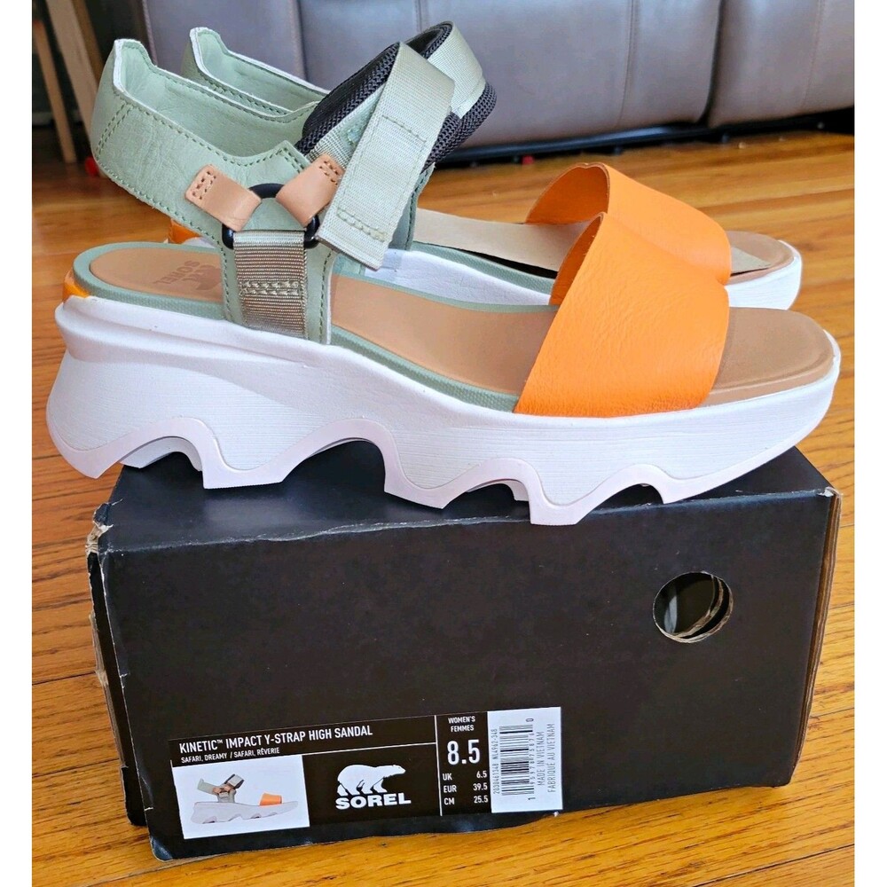 Sorel New Box Kinetic Impact Y-strap High Sandal 8.5 Womens Safari Dream